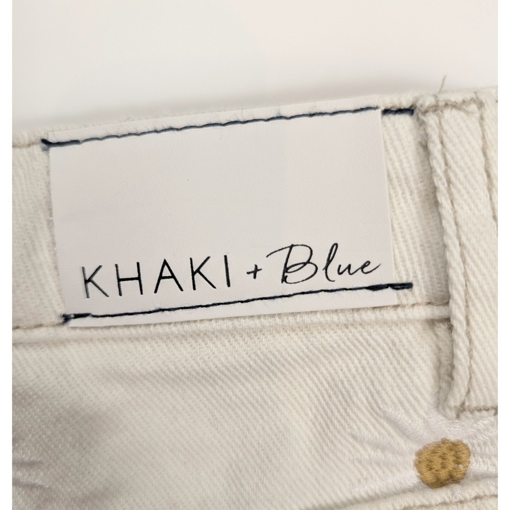 KHAKI & Blue High Rise Ivory Daisy Embroidered Raw Hem Shorts Women's Size 3/26 - Picture 5 of 6